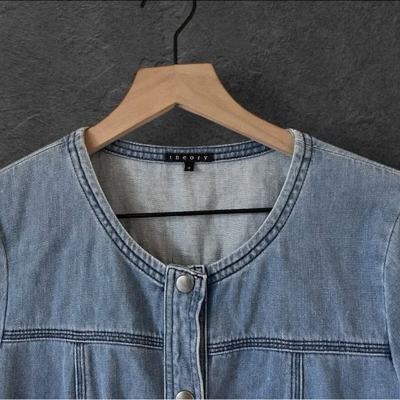 Theory Denim Blue Button-Down Dress Size 6 - Picture 3 of 13